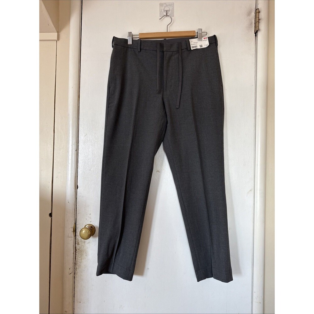NWT Uniqlo Smart Ankle Pants Gray Stretch Drawstring 33-36 321-459703 M Large